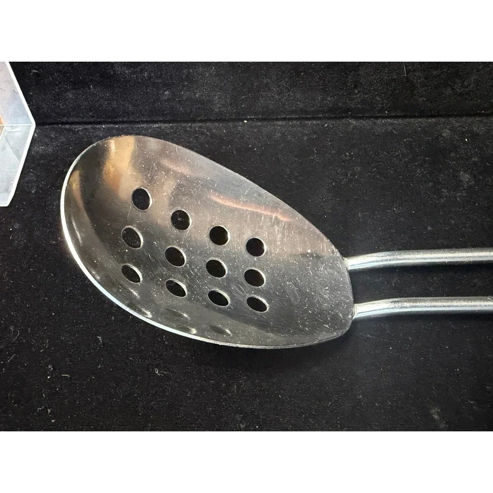 Vintage Kitchen‎ Utensil Set Melamine Ladle Whisk Slotted Spoon Stainless Steel